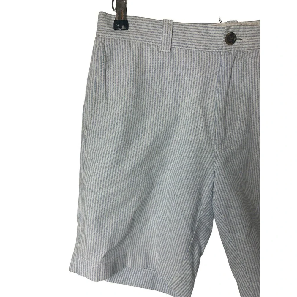 J. CREW Gramercy Chino Shorts Men's Size 30 Blue White Striped Twill Preppy